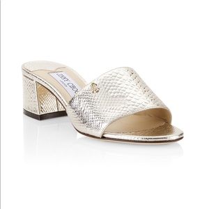 Jimmy Choo Minea Snake-Embossed Leather Mules